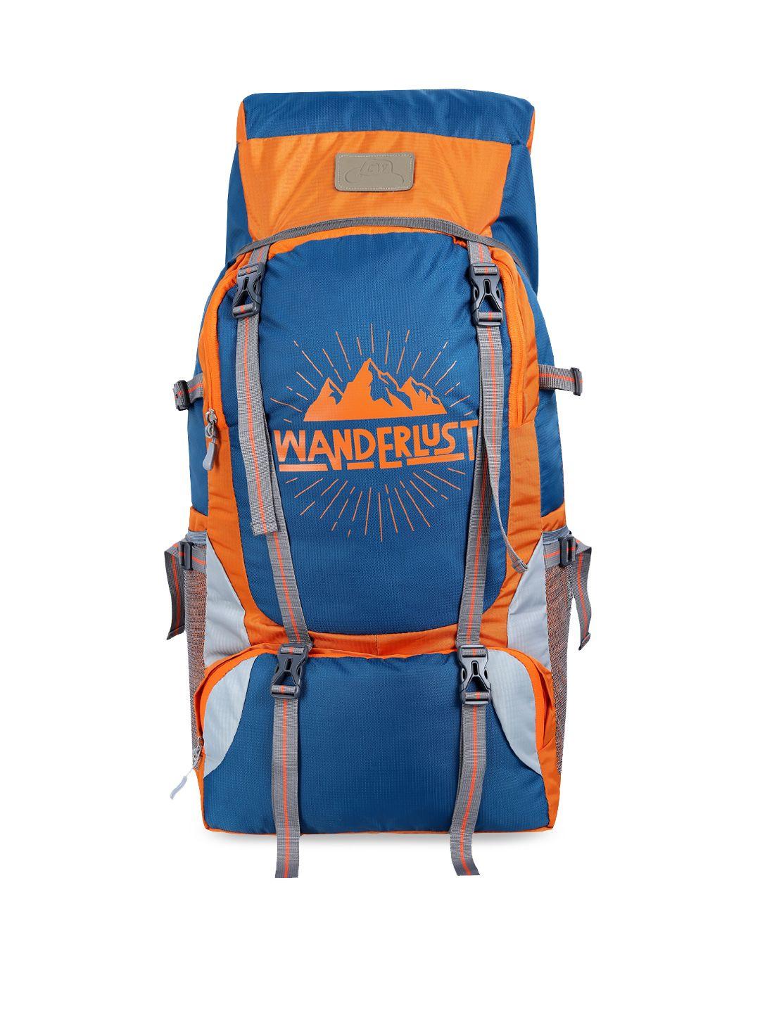leather world unisex blue & orange colourblocked 65 l backpack