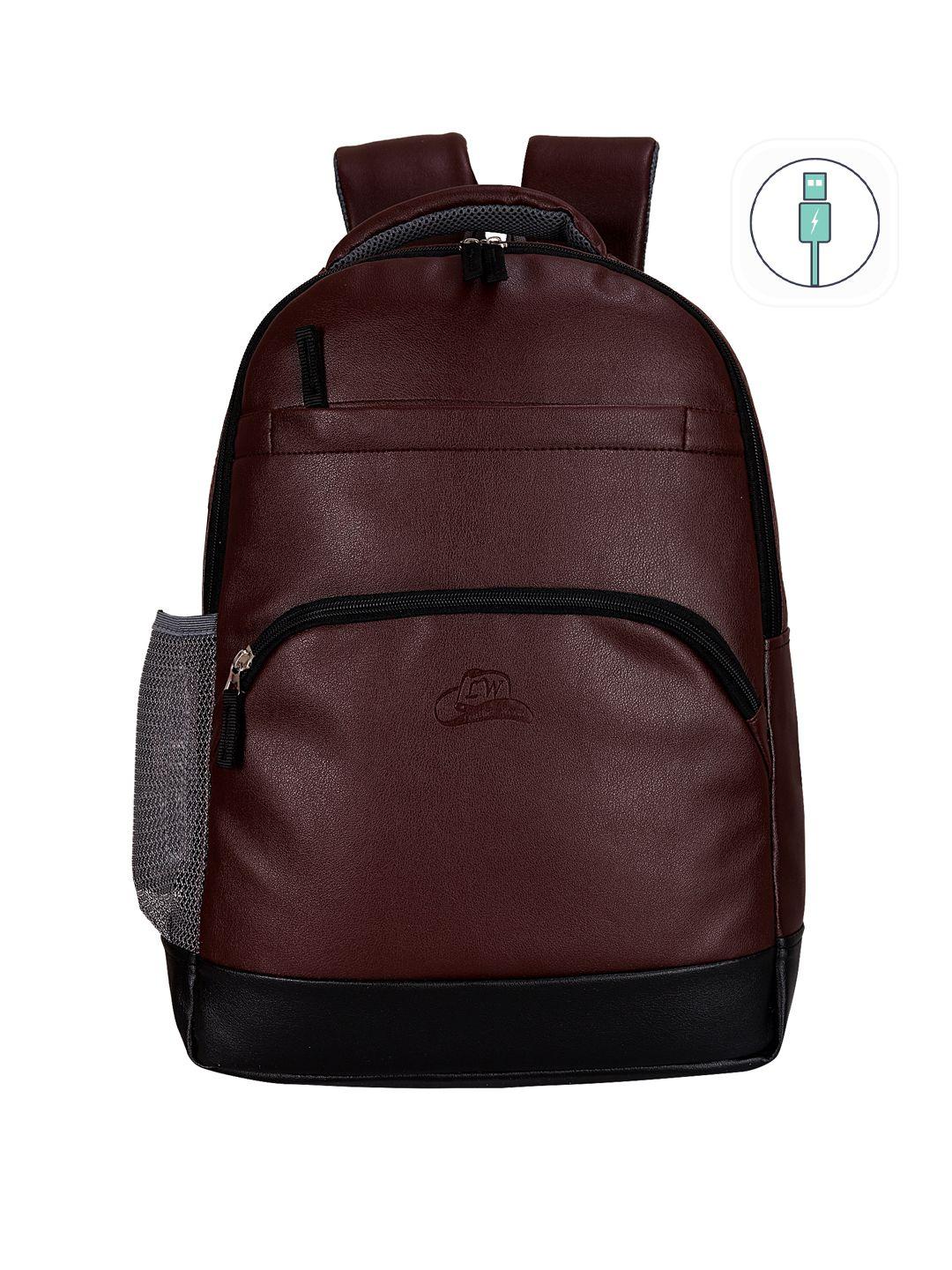 leather world unisex brown solid backpack
