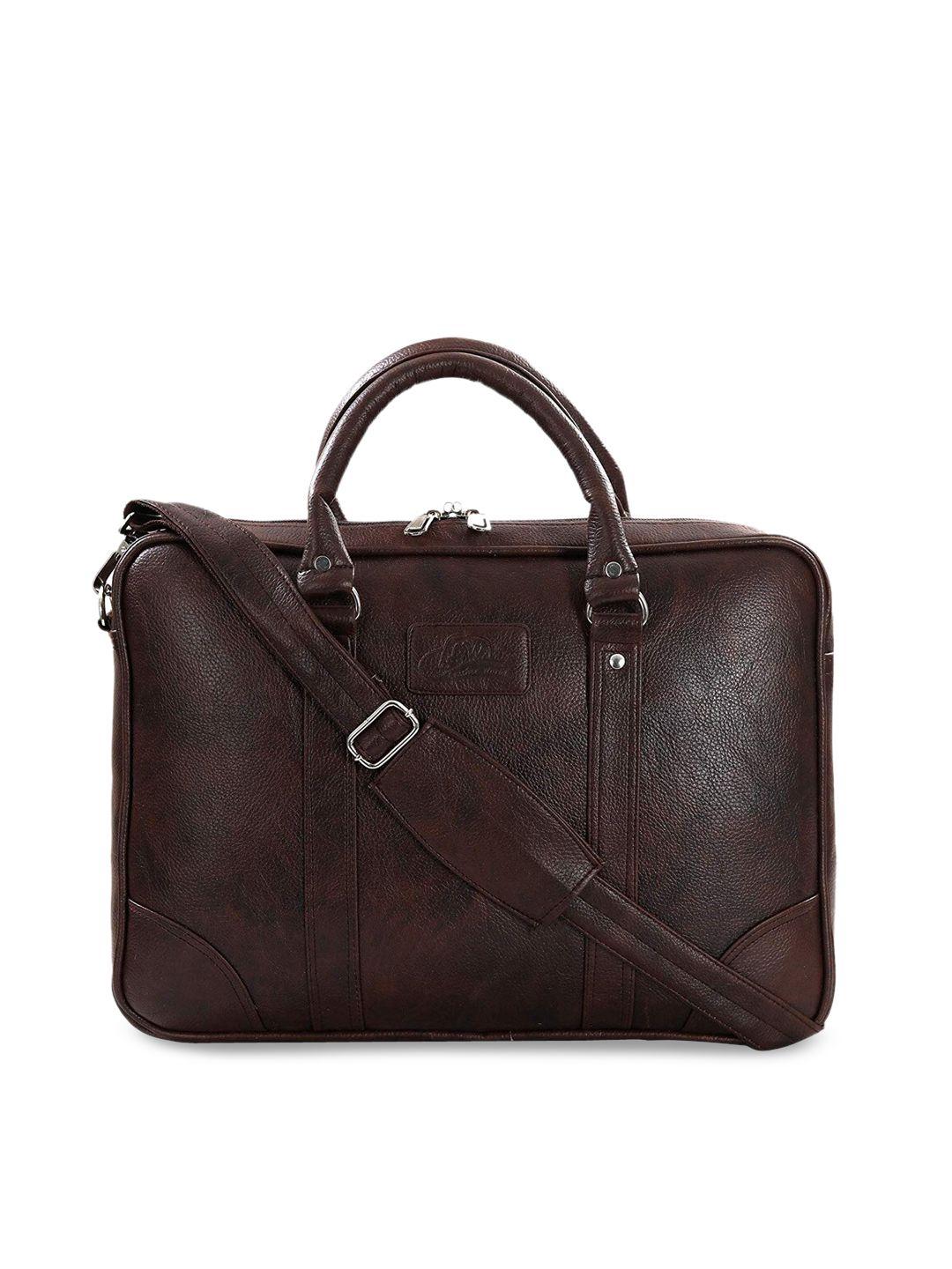 leather world unisex brown solid laptop bag