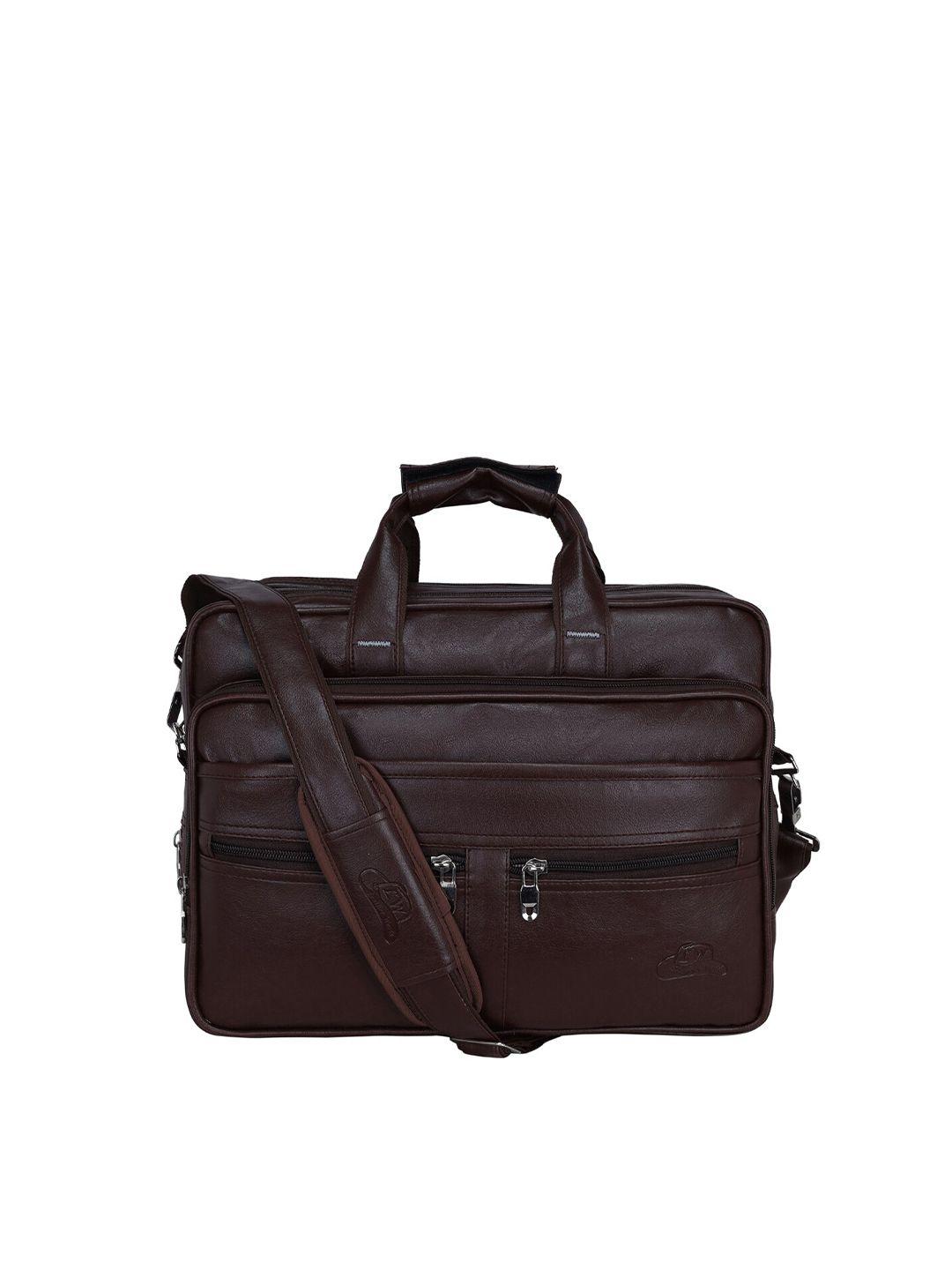 leather world unisex coffee brown 15 inch laptop bag