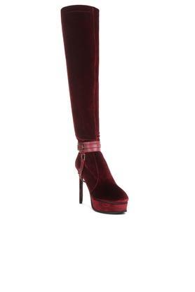 leather zipper women's boots - burgundy