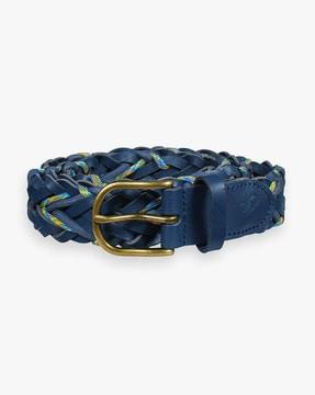 leather & cord braided belt