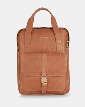 leather backpack with zip closure