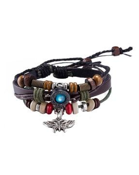 leather beaded adjustable bracelet