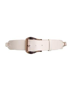 leather belt with buckle closure