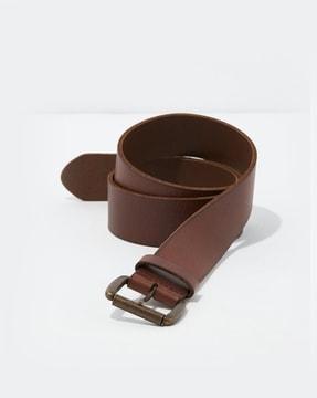 leather belt with buckle closure