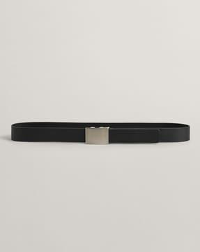 leather belt with slider buckle closure