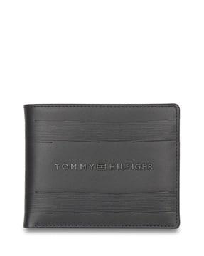 leather bi-fold wallet with brand applique