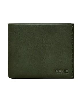 leather bi-fold wallet with embossed logo