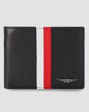 leather bi-fold wallet with logo embossed