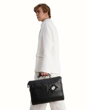 leather briefcase with detachable strap