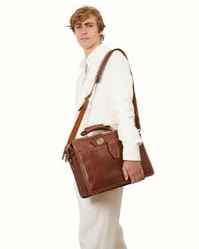 leather briefcase with detachable strap