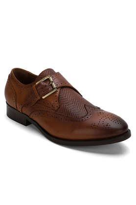 leather buckle men's formal shoes - tan
