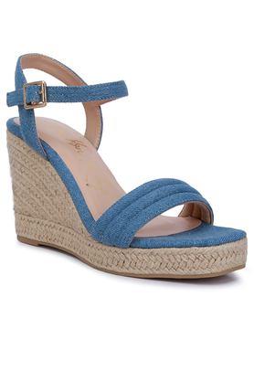 leather buckle women casual wear sandals - denim blue