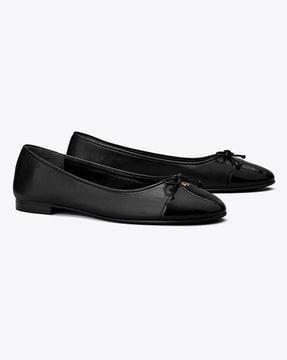 leather cap-toe ballets