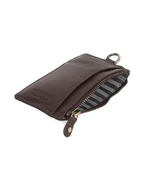 leather card holder with zip closure