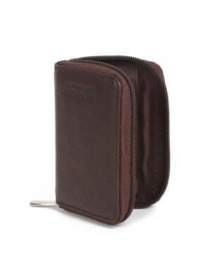 leather card holder with zip closure