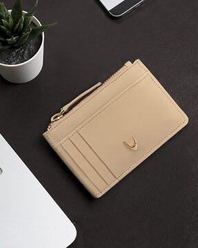 leather card holder with zip closure