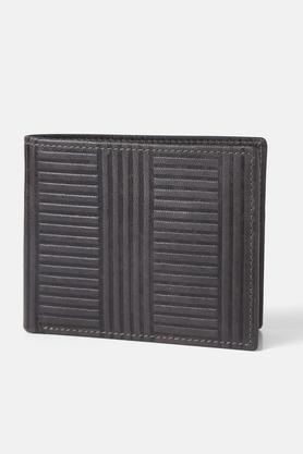 leather casual wear men's two fold wallet - grey