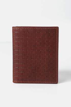 leather casual wear men's two fold wallet - tan