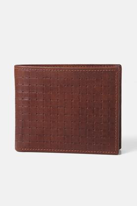 leather casual wear men's two fold wallet - tan