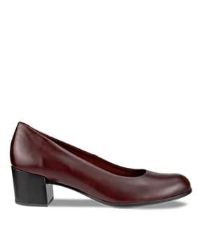 leather chunky heeled shoes