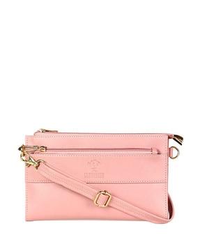 leather classic clutch with detachable strap