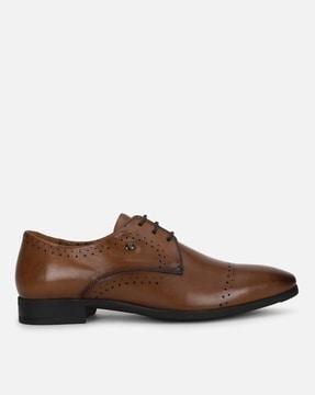 leather derby shoes with brouging