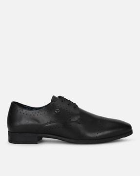 leather derby shoes with brouging