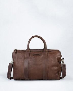 leather duffle bag with top-handle