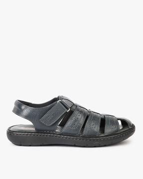 leather fisherman sandals with velcro fastening