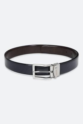 leather formal men's reversible belt - black