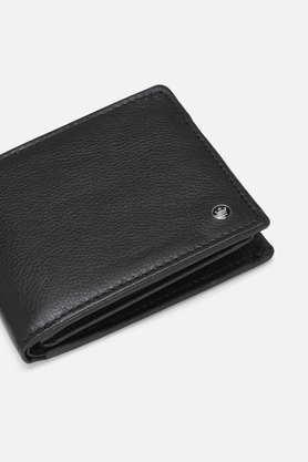 leather formal men's two fold wallet - black