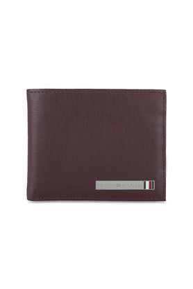 leather formal men's two fold wallet - red