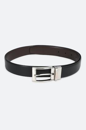 leather formal mens reversible belt - black