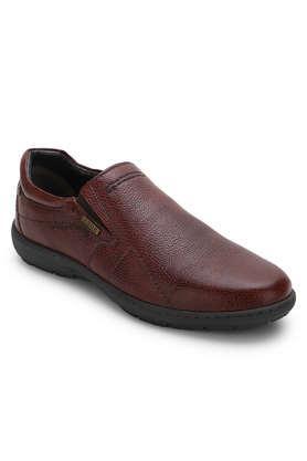 leather lace up men's casual shoes - bordo