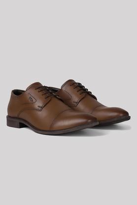 leather lace up men's derby formal shoes - natural