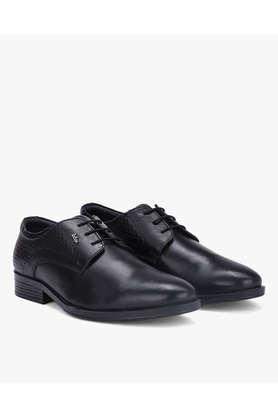 leather lace up men's derby shoes - black