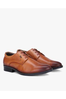 leather lace up men's derby shoes - natural