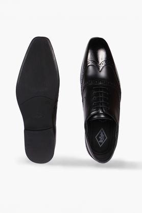leather lace up men's oxford shoes - black