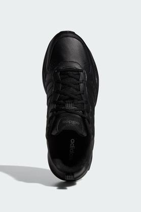 leather lace up men's sport shoes - black