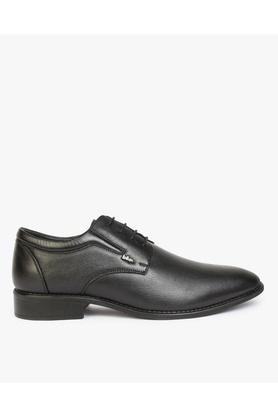 leather lace up mens derby shoes - black