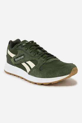 leather lace up unisex sport shoes - green