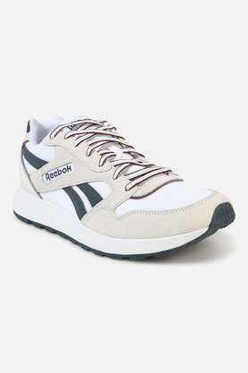 leather lace up unisex sport shoes - white