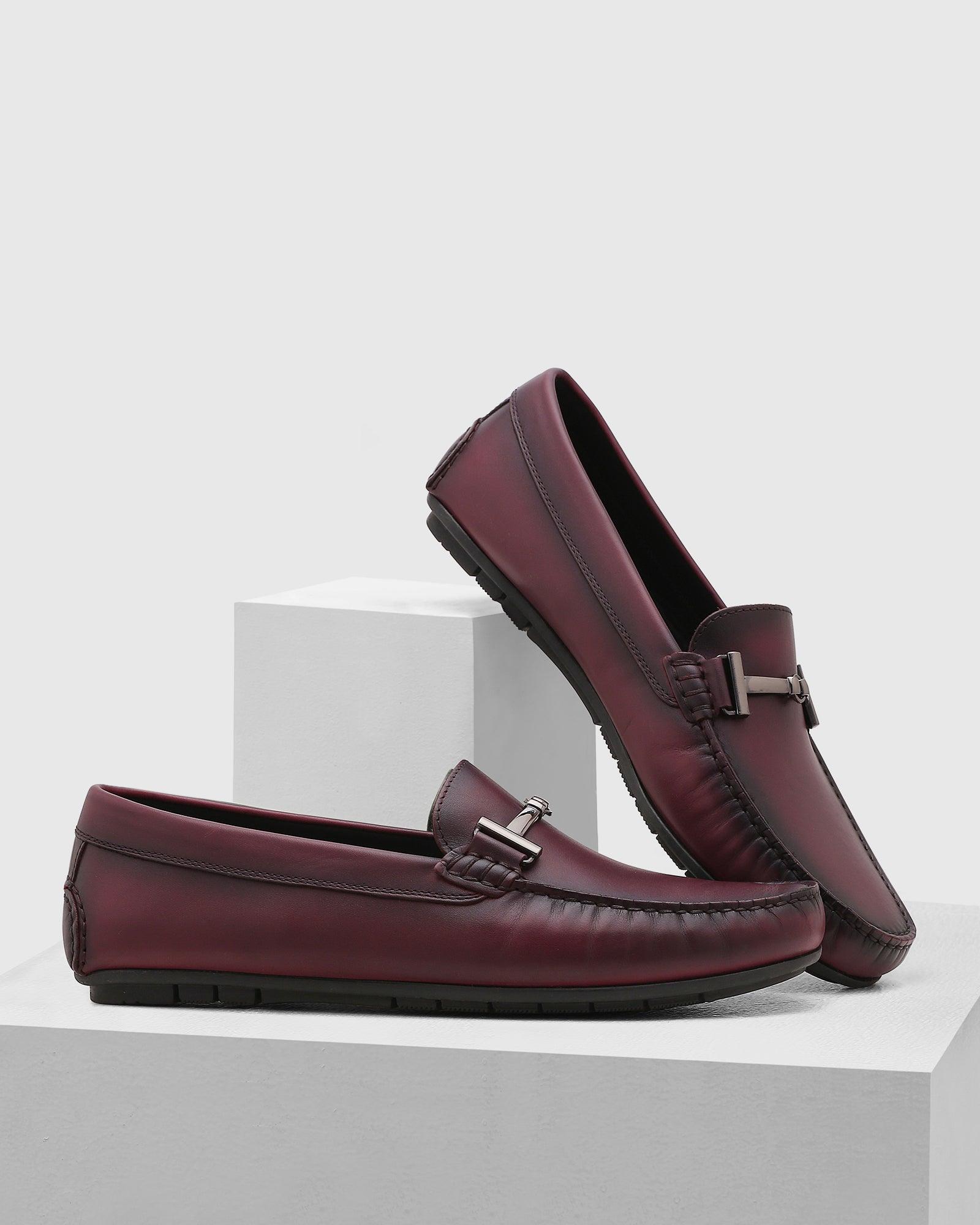 leather loafers shoes in wine (qanali)