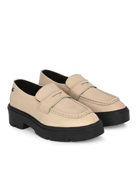 leather low-top moccasins