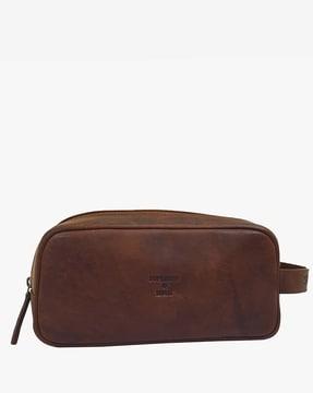 leather men's wash toiletry pouch utility bag
