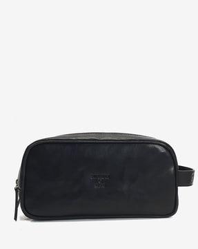 leather men's wash toiletry pouch utility bag