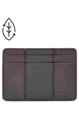 leather mens card holder - grey
