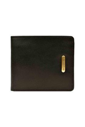 leather mens casual bi-fold wallet - black